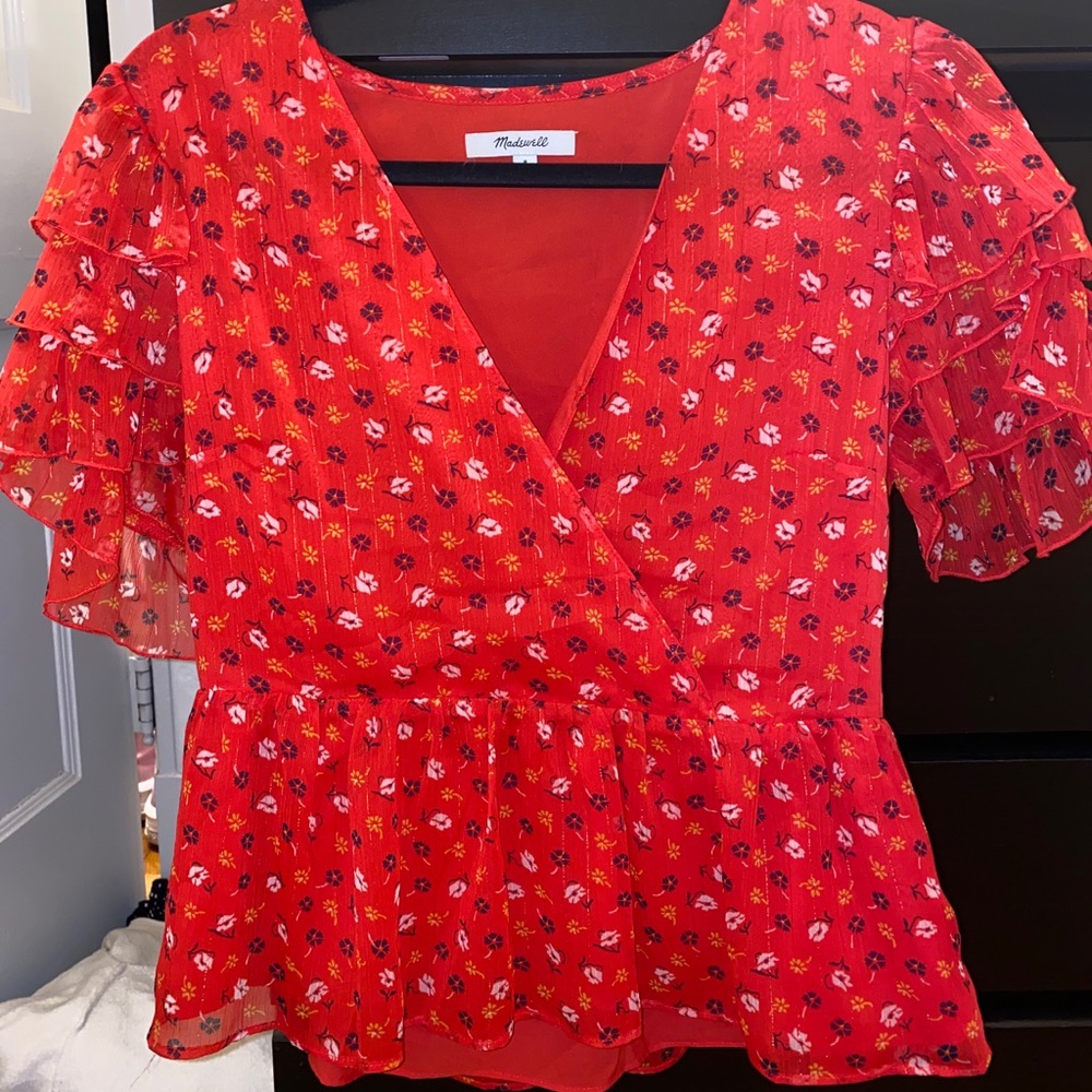 Madewell Tiered Peplum Floral Top